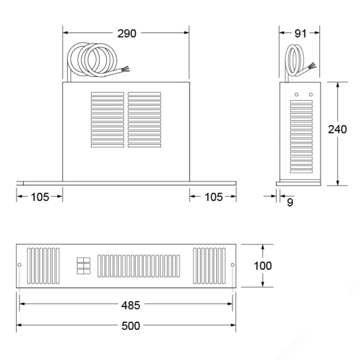 Smiths 2kW Electric Kitchen Plinth Heater SS2EW with Brushed Steel Effect Grille - Room size upto 29 cubic metres - 5 Years Parts & Labour Warranty