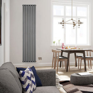 1800 H x 452 W Electric Single Panel Anthracite Vertical Flat Tube Radiator