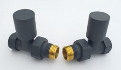 Anthracite Straight Chrome Towel Rail Valves 1/2" /15mm Radiator valves