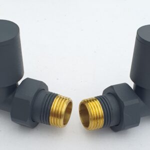 Anthracite Straight Chrome Towel Rail Valves 1/2" /15mm Radiator valves